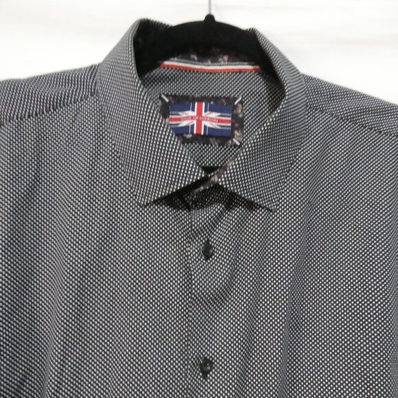 SOUL OF LONDON | 18.5 XXL | Classic Black Dot Patterned Long Sleeve Dress Shirt - Picture 1 of 14